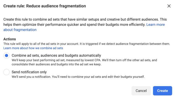 Automated Rule Audience Fragmentation